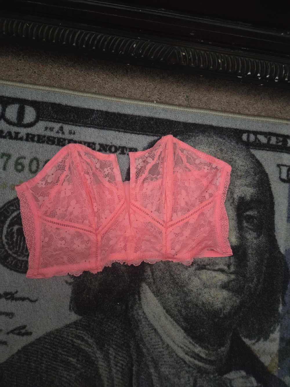 Victoria's Secret Neon Coral Lace Bustier Bralette